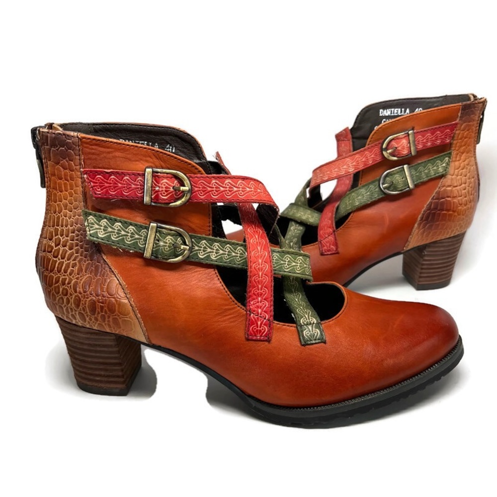 Spring Step Multicolor Leather Ankle Boots